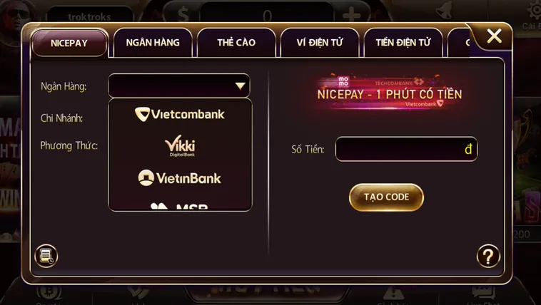 Nạp rút đa kênh an toàn bảo mật đối với người chơi.